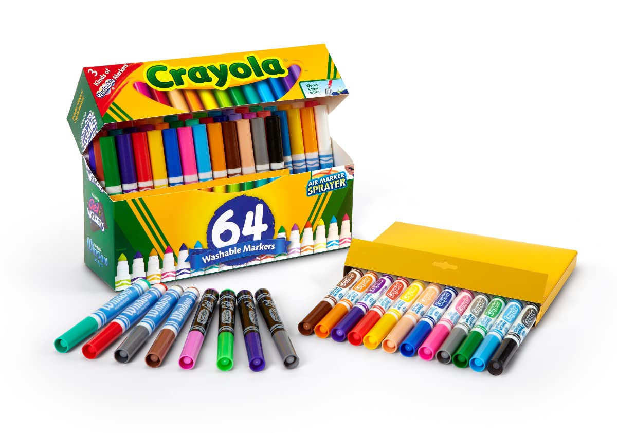 Crayola 64ct Washable Marker, Gel, Window & Board Markers Set