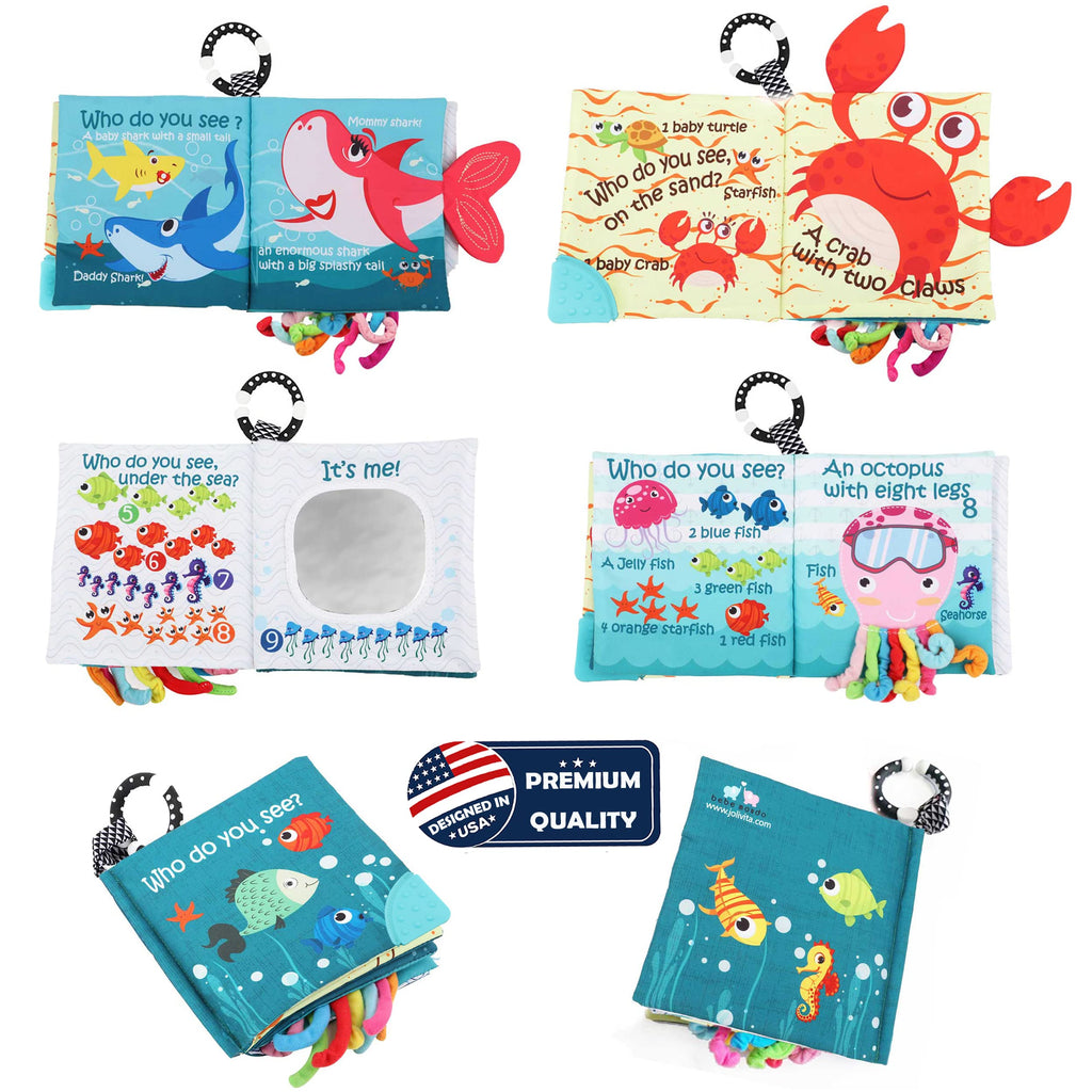 The Ocean Adventure Crinkle Baby Sensory Play Book with Teether Ring