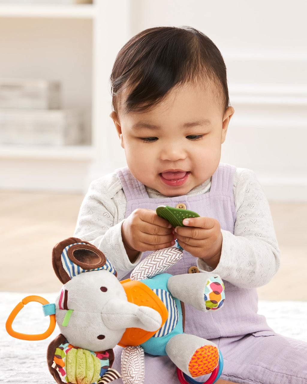 Elephant Teether with Rattles, Crinkles & On-the-Go Playtime Fun!