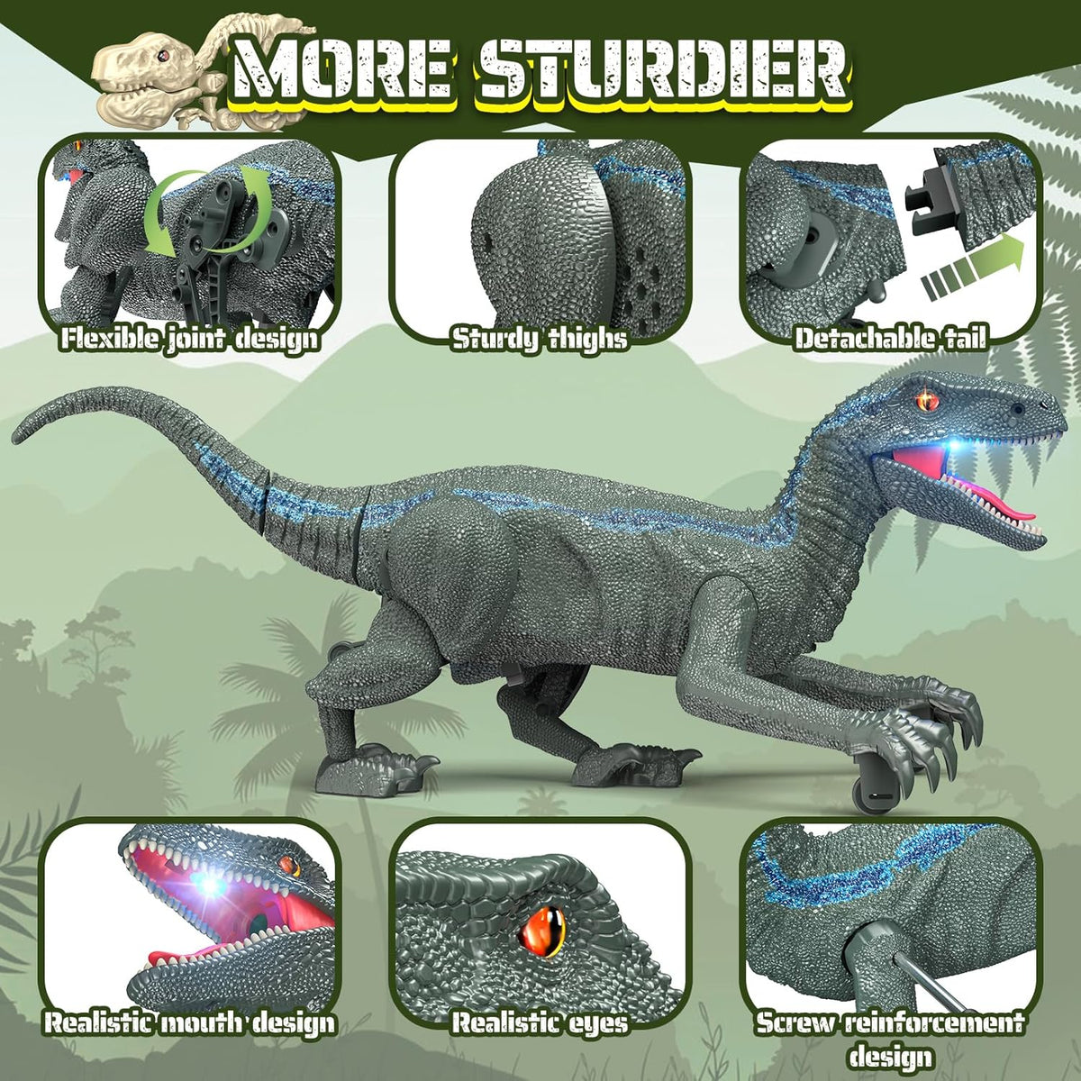 Roar Into Adventure Remote Control Dinosaur Robot Toy with Lights and Sounds