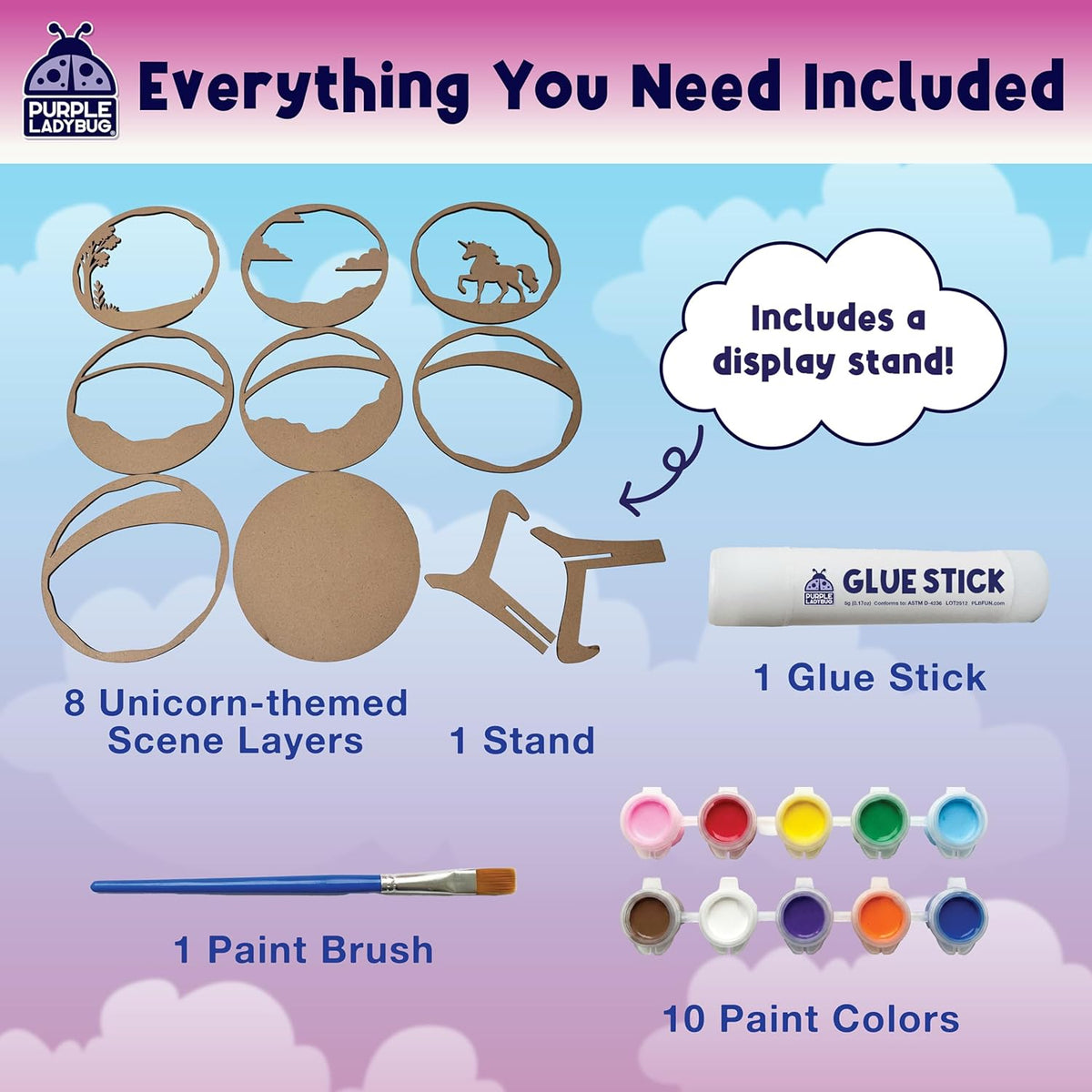 Create Your Own Magical Unicorn 3D Painting Kit for Kids Ages 6+ Wooden Arts and Crafts DIY Unicorn Decor Set