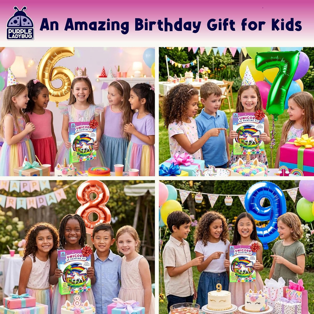 Create Your Own Magical Unicorn 3D Painting Kit for Kids Ages 6+ Wooden Arts and Crafts DIY Unicorn Decor Set