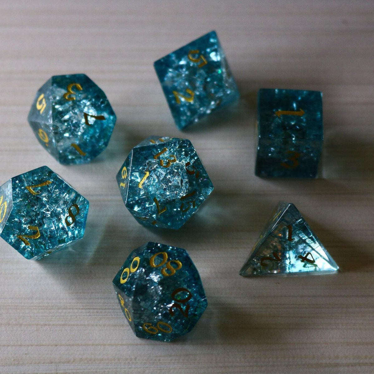 Blue Ocean Forge Fire Glass DND Dice Set