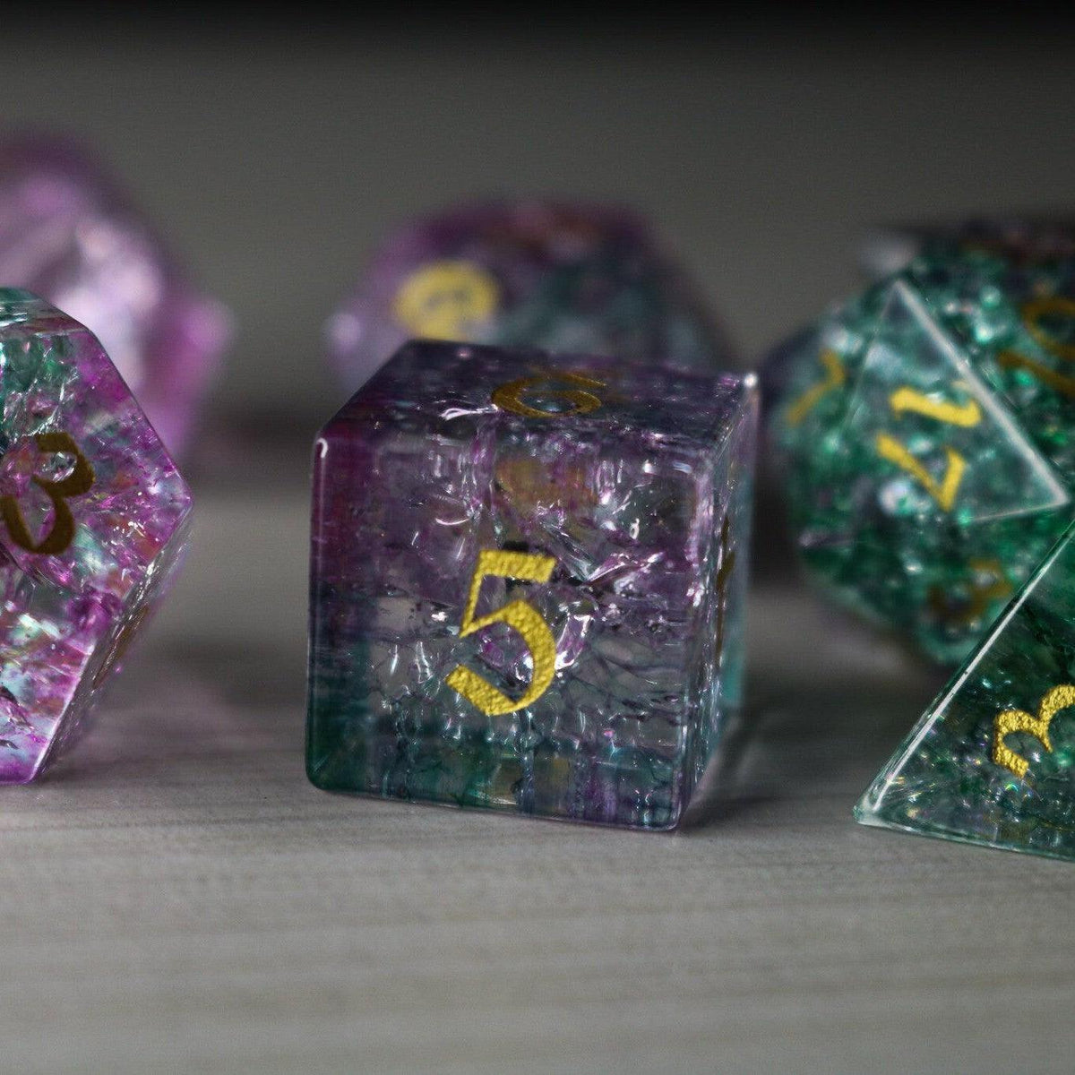 Moon Gate Purple Forge Fire Glass DND Dice Set