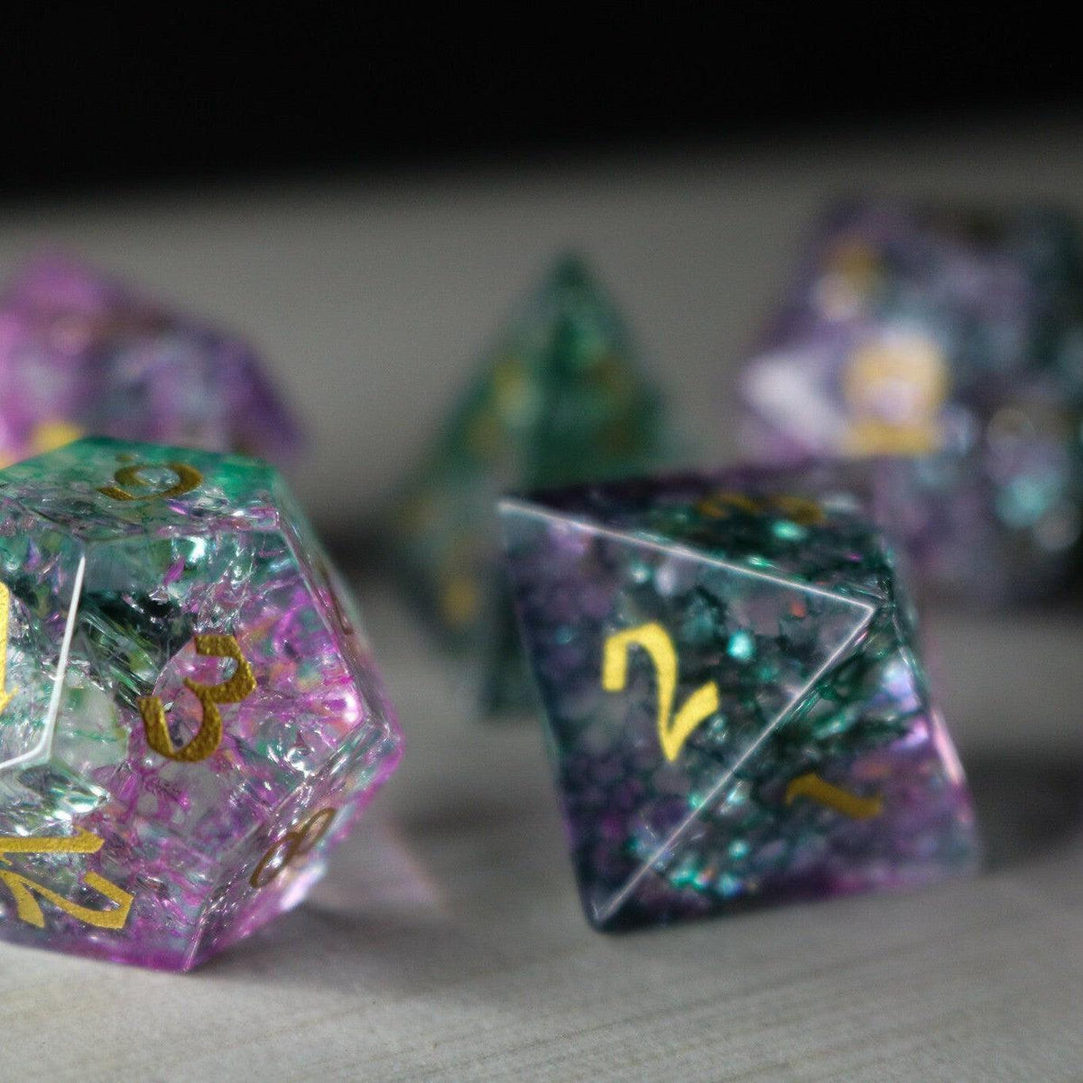 Moon Gate Purple Forge Fire Glass DND Dice Set