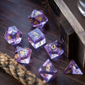 Purple Zircon Glass Hand Carved DND Dice Set