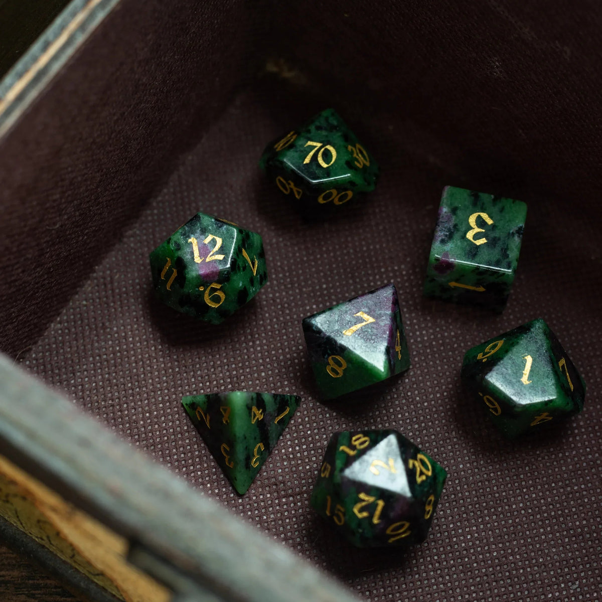 Zoisite Polyhedral Gemstone DND Dice Set